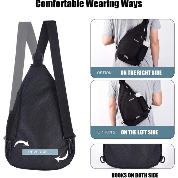 NWOT Black Sling Backpack For Women or Men - Picture 6 of 8